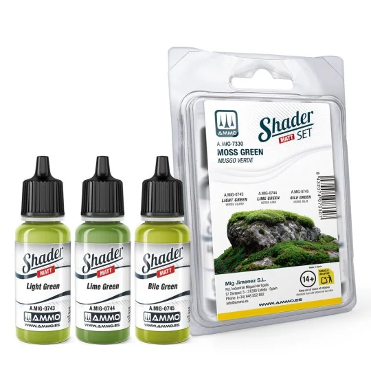 Matt SHADER Set Moss Green - AMMO by MIG Jimenez A.MIG-7330