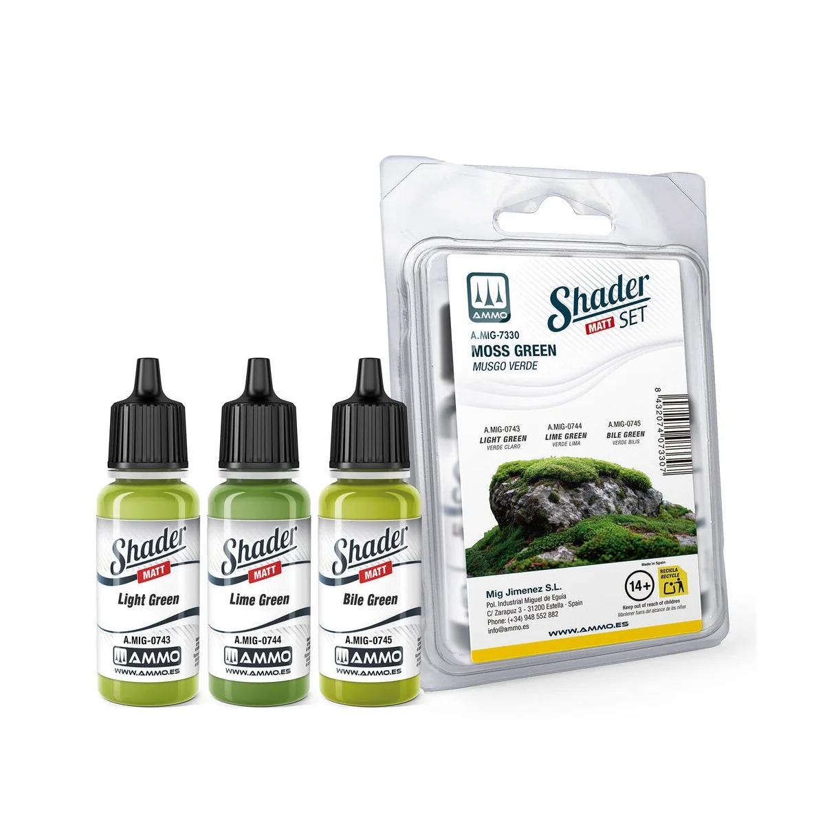 Matt SHADER Set Moss Green - AMMO by MIG Jimenez A.MIG-7330