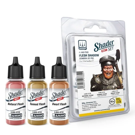 Matt SHADER Set Flesh Shadow - AMMO by MIG Jimenez A.MIG-7332 Matt SHADER Set Flesh Shadow - AMMO by MIG Jimenez A.MIG-7332