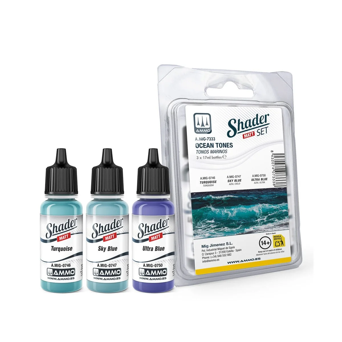 Matt SHADER Set Ocean Tones - AMMO by MIG Jimenez A.MIG-7333 Matt SHADER Set Ocean Tones - AMMO by MIG Jimenez A.MIG-7333