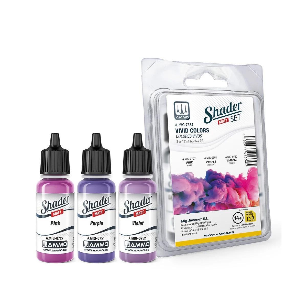 Matt SHADER Set Vivid Colors - AMMO by MIG Jimenez A.MIG-7334