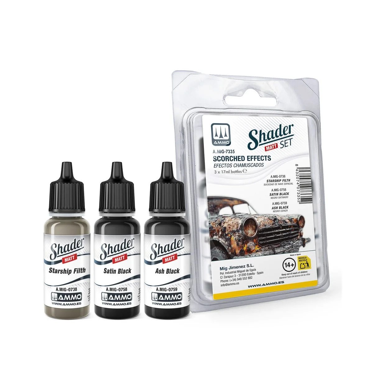 Matt SHADER Set Scorched Effects - AMMO by MIG Jimenez A.MIG-7335 Matt SHADER Set Scorched Effects - AMMO by MIG Jimenez A.MIG-7335