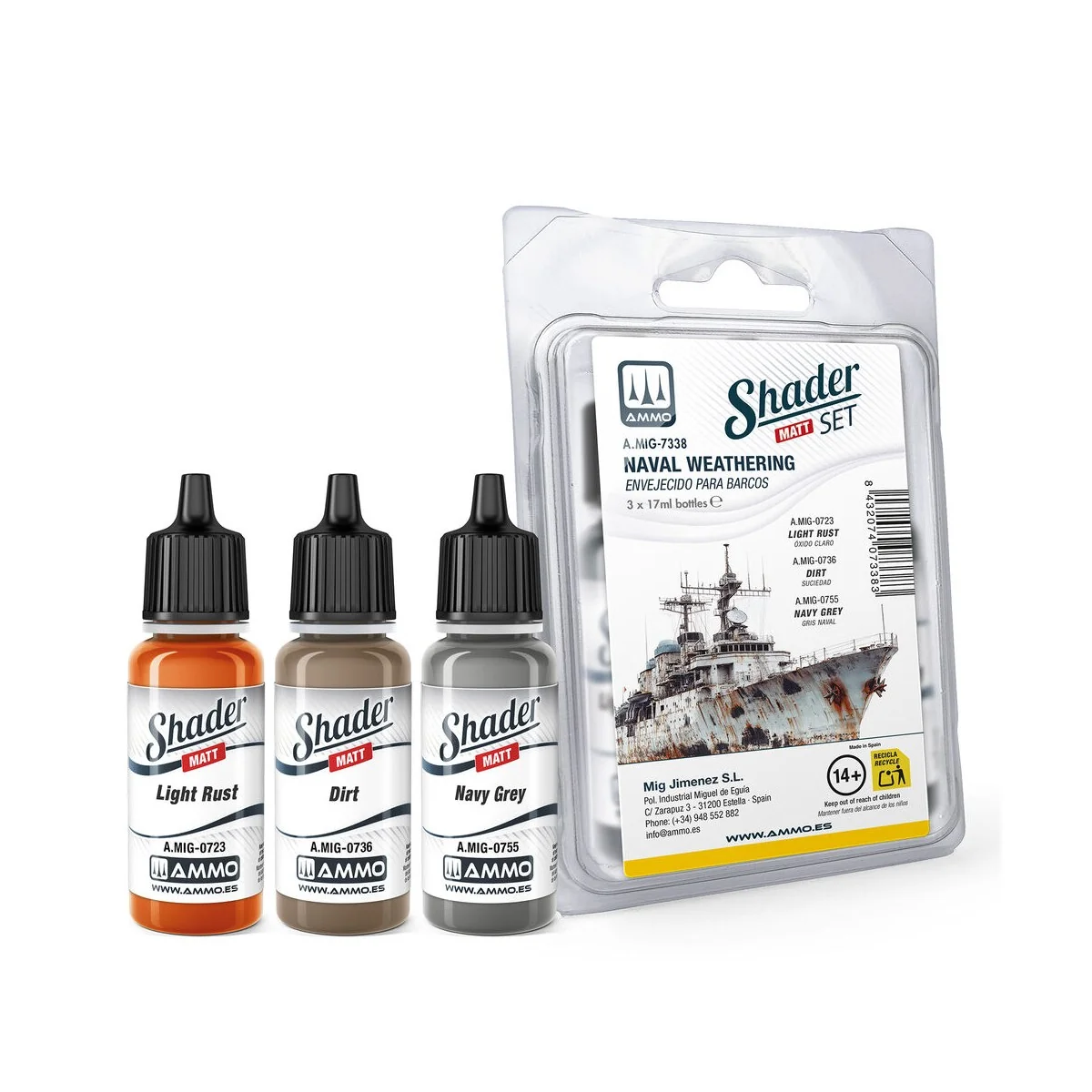 Matt SHADER Set Naval Weathering - AMMO by MIG Jimenez A.MIG-7338