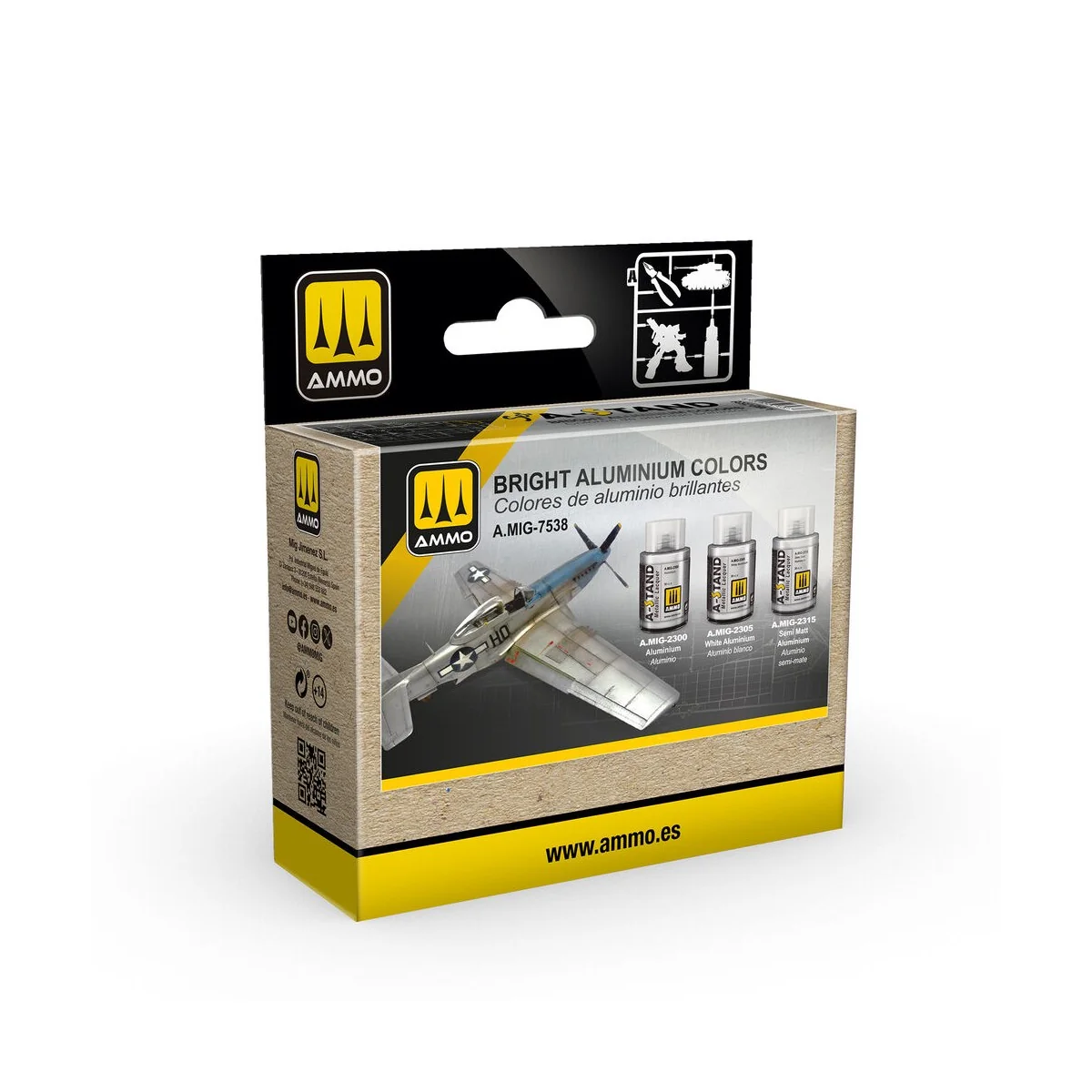 A-STAND Bright Aluminium Colors Set - AMMO by MIG Jimenez A.MIG-7538
