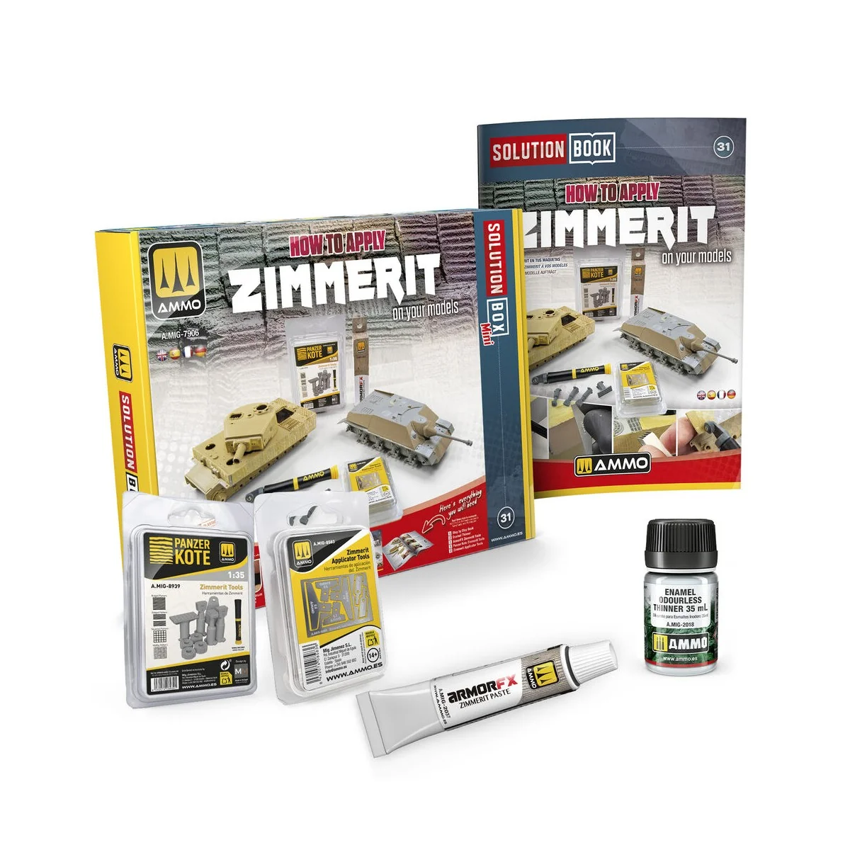 SOLUTION BOX MINI 31 - How to Apply ZIMMERIT in scale - AMMO by MIG...
