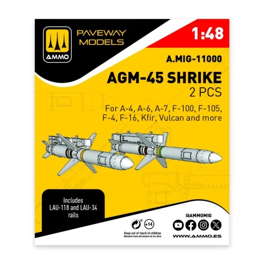 AGM-45 Shrike (2 pcs), 1/48 - AMMO by MIG Jimenez A.MIG-11000 AGM-45 Shrike (2 pcs), 1/48 - AMMO by MIG Jimenez A.MIG-11000