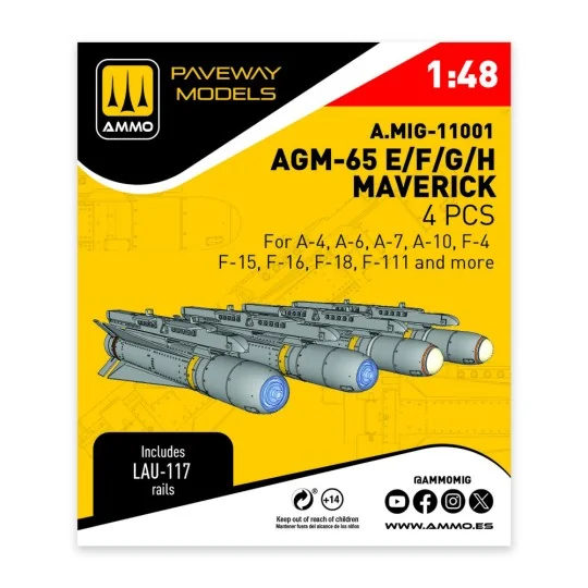 AGM-65 E/F/G/H Maverick (4 pcs), 1/48 - AMMO by MIG Jimenez A.MIG-1...