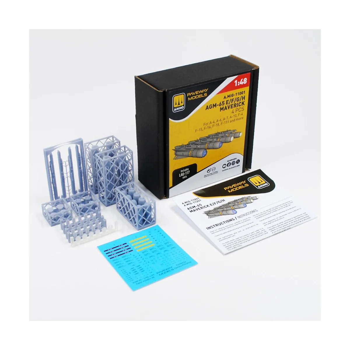 AGM-65 E/F/G/H Maverick (4 pcs), 1/48 - AMMO by MIG Jimenez A.MIG-1...