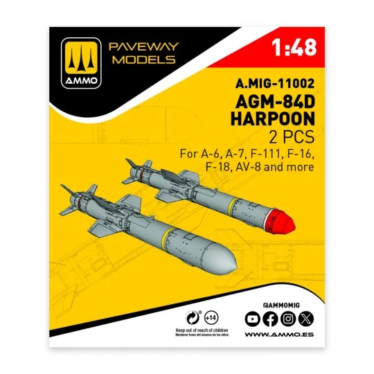 AGM-84D Harpoon (2 pcs), 1/48 - AMMO by MIG Jimenez A.MIG-11002