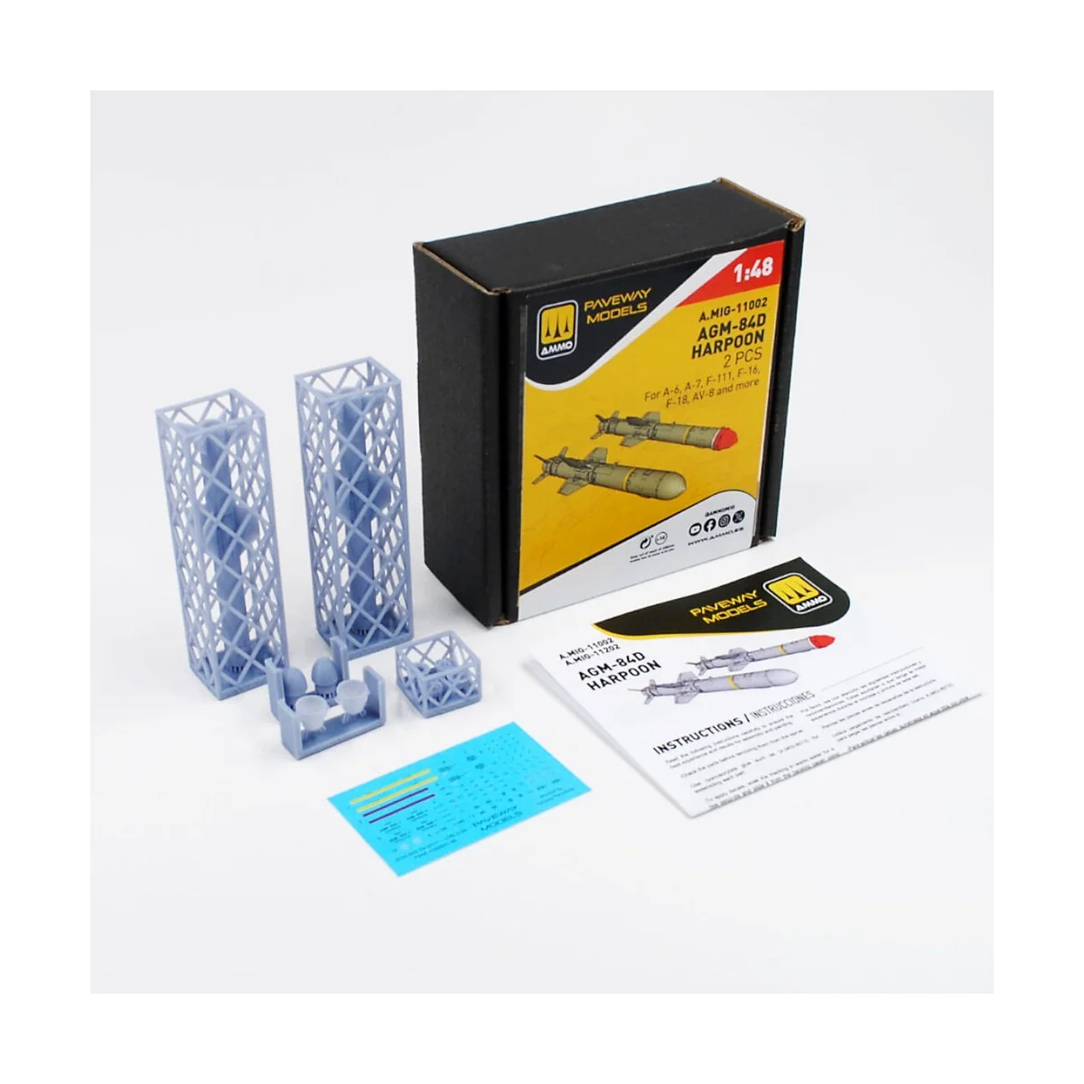 AGM-84D Harpoon (2 pcs), 1/48 - AMMO by MIG Jimenez A.MIG-11002