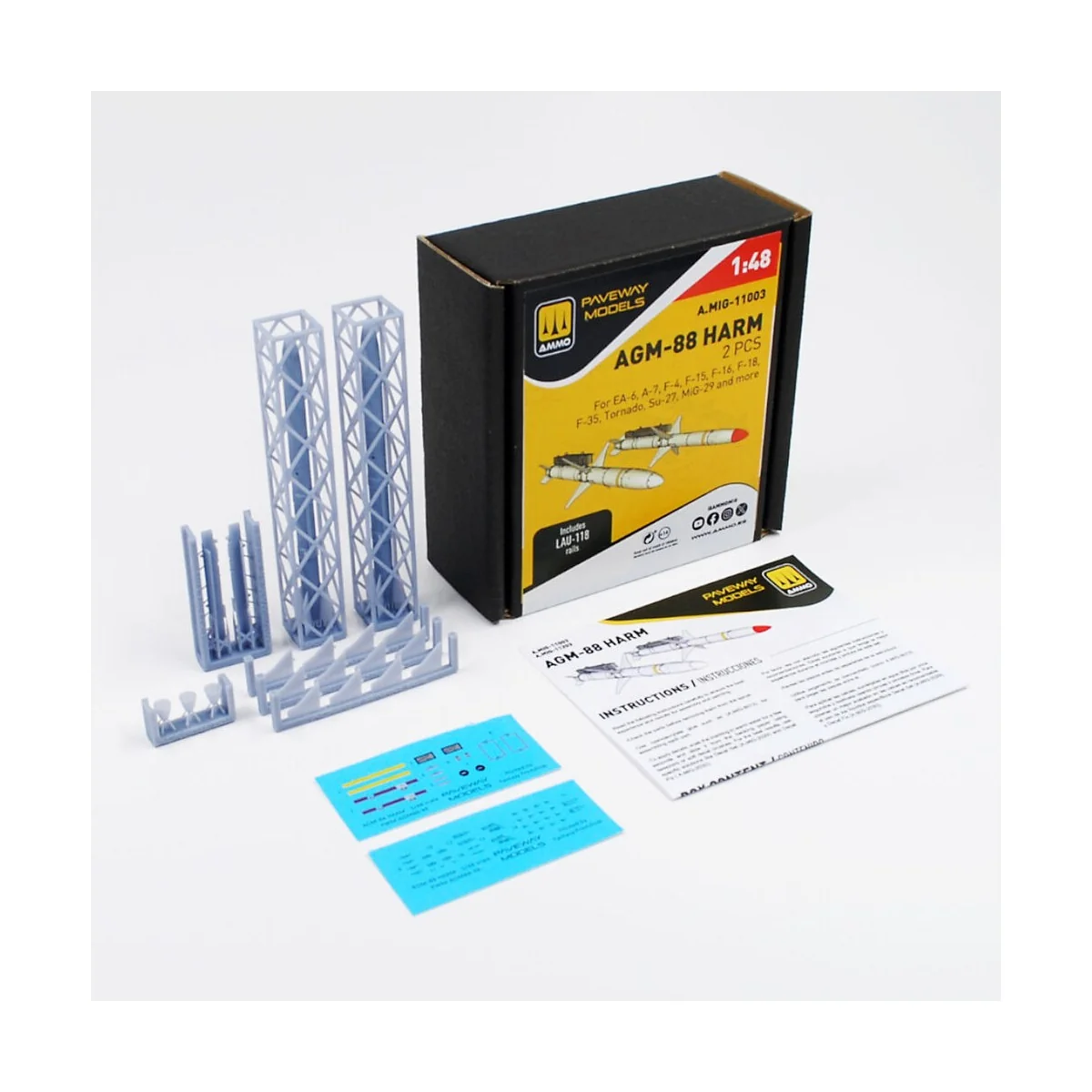 AGM-88 HARM (2 pcs), 1/48 - AMMO by MIG Jimenez A.MIG-11003