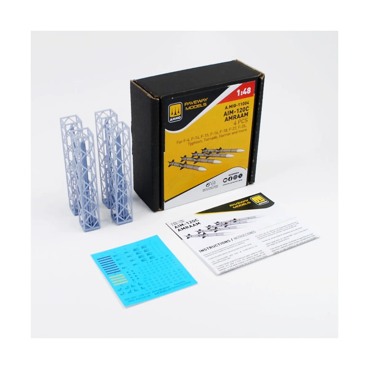 AIM-120C AMRAAM (4 pcs), 1/48 - AMMO by MIG Jimenez A.MIG-11004