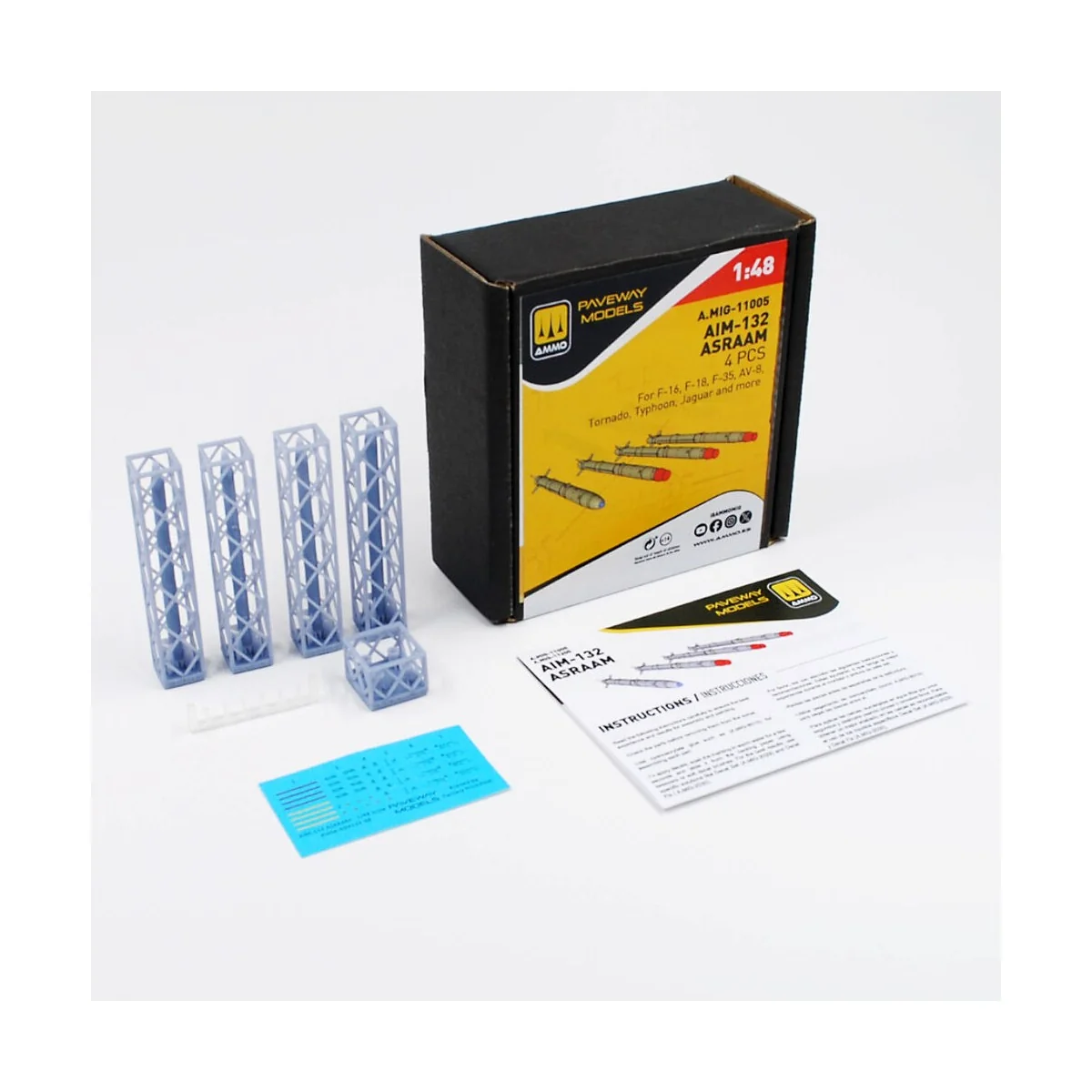 AIM-132 ASRAAM (4 pcs), 1/48 - AMMO by MIG Jimenez A.MIG-11005 AIM-132 ASRAAM (4 pcs), 1/48 - AMMO by MIG Jimenez A.MIG-11005