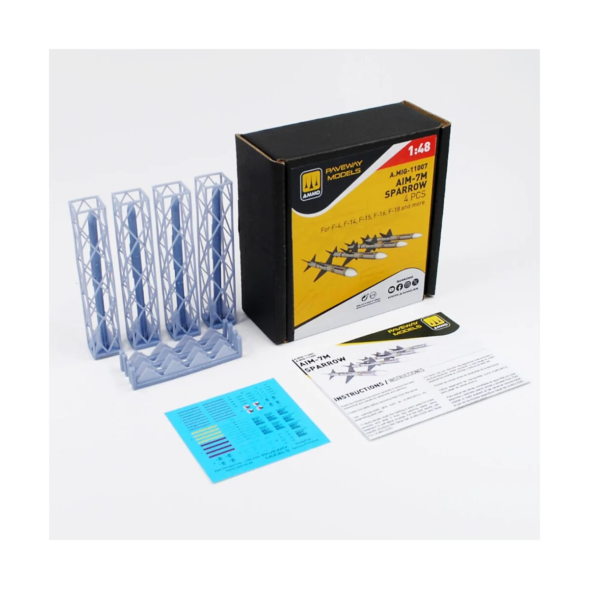 AIM-7M Sparrow (4 pcs), 1/48 - AMMO by MIG Jimenez A.MIG-11007 AIM-7M Sparrow (4 pcs), 1/48 - AMMO by MIG Jimenez A.MIG-11007