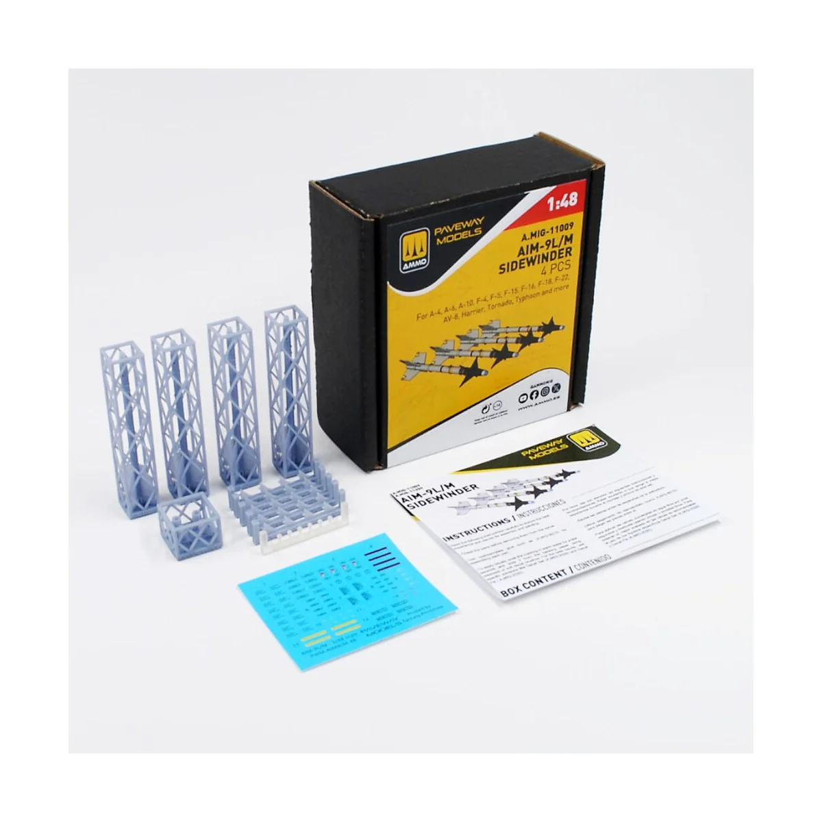 AIM-9L/M Sidewinder (4 pcs), 1/48 - AMMO by MIG Jimenez A.MIG-11009