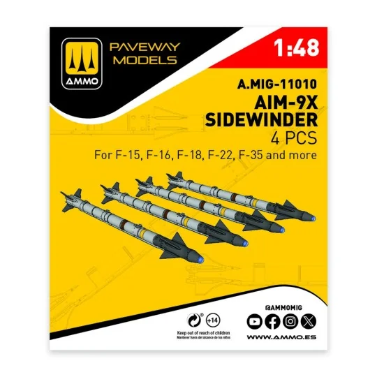 AIM-9X Sidewinder (4 pcs), 1/48 - AMMO by MIG Jimenez A.MIG-11010