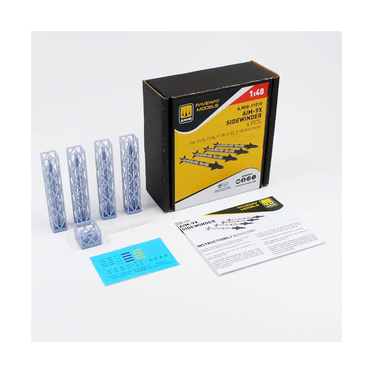 AIM-9X Sidewinder (4 pcs), 1/48 - AMMO by MIG Jimenez A.MIG-11010