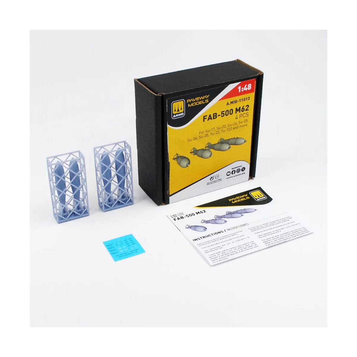 FAB-500 M62 (4 pcs), 1/48 - AMMO by MIG Jimenez A.MIG-11013 FAB-500 M62 (4 pcs), 1/48 - AMMO by MIG Jimenez A.MIG-11013