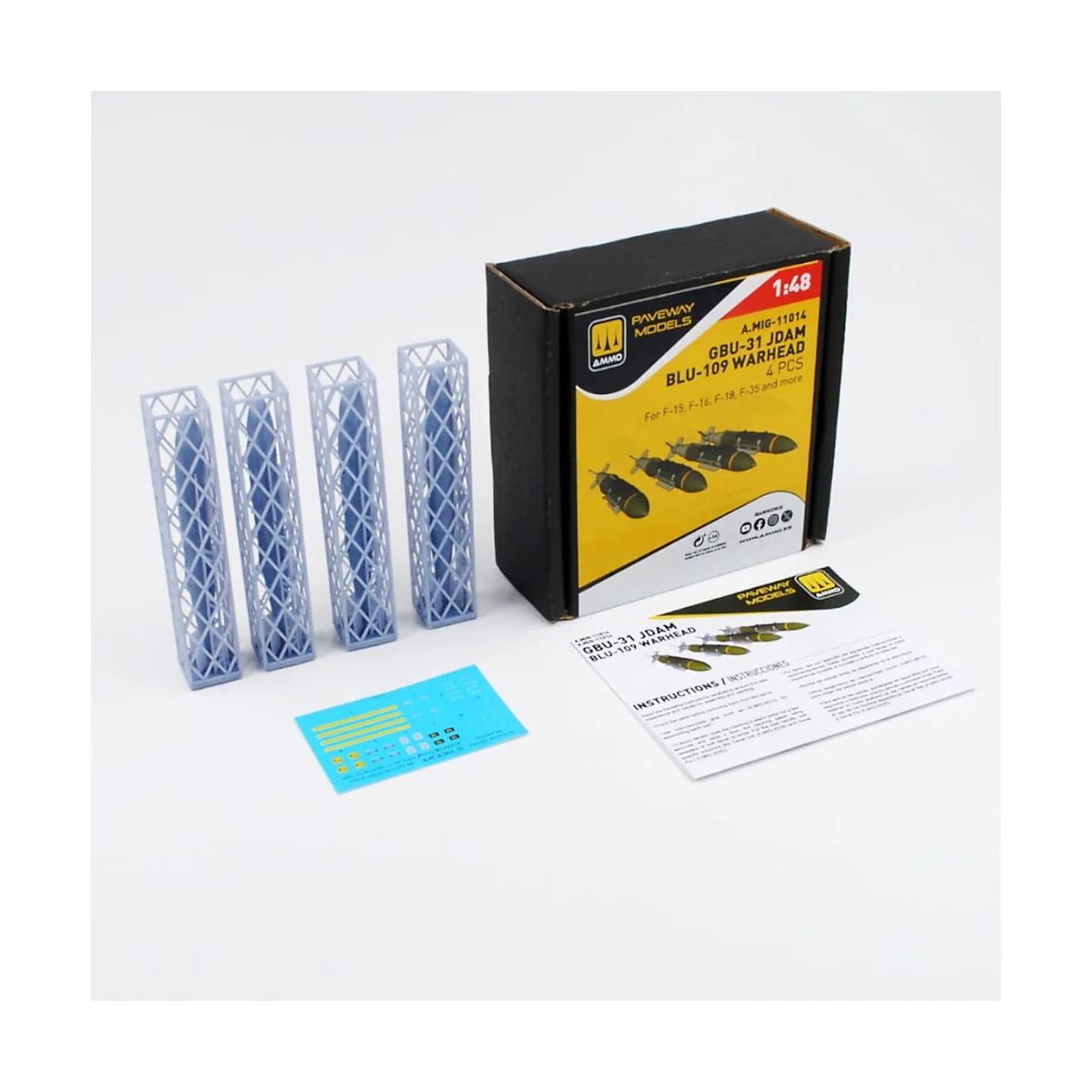 GBU-31 JDAM, BLU-109 Warhead (4 pcs), 1/48 - AMMO by MIG Jimenez A.... GBU-31 JDAM, BLU-109 Warhead (4 pcs), 1/48 - AMMO by MIG Jimenez A....