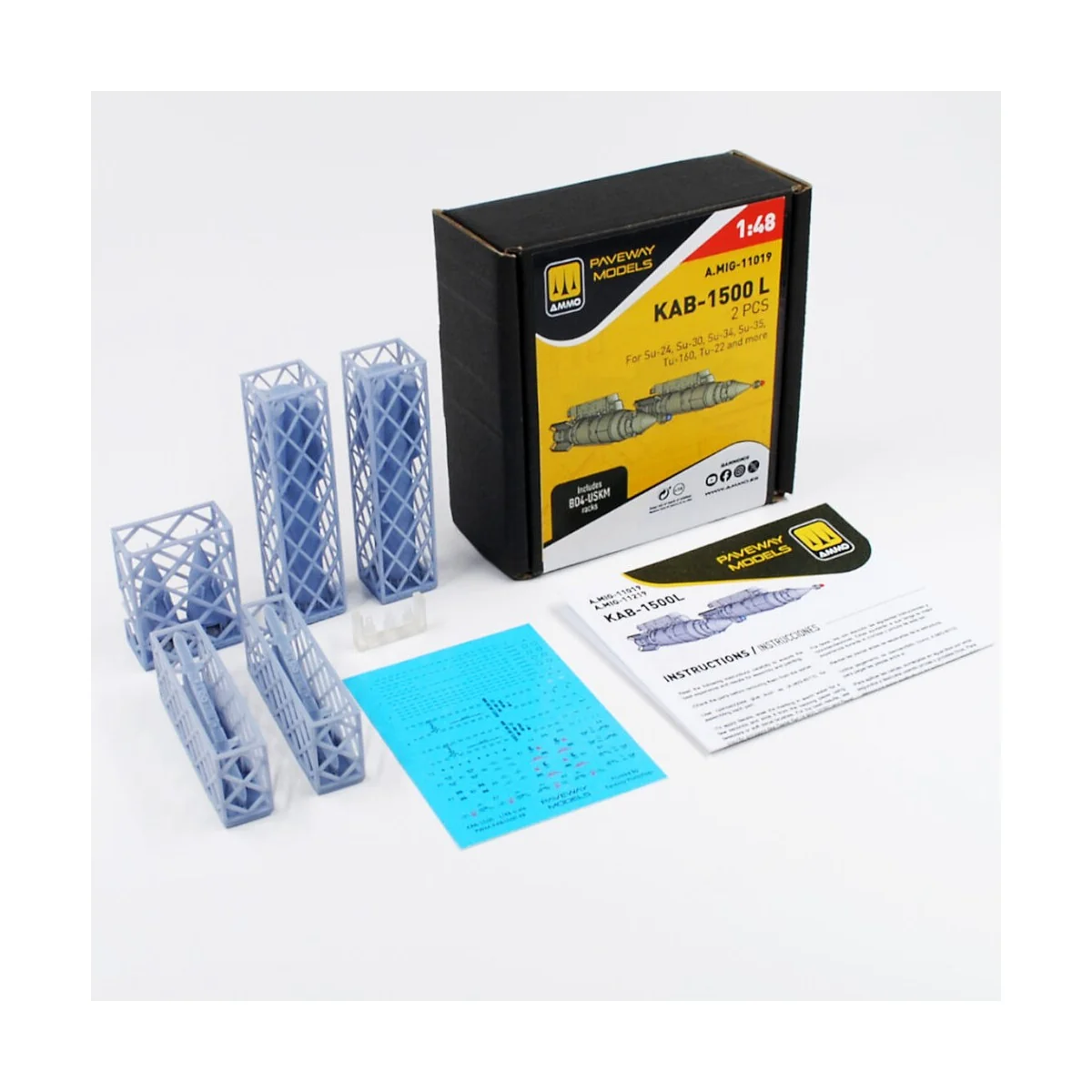 KAB-1500 L (2 pcs), 1/48 - AMMO by MIG Jimenez A.MIG-11019 KAB-1500 L (2 pcs), 1/48 - AMMO by MIG Jimenez A.MIG-11019