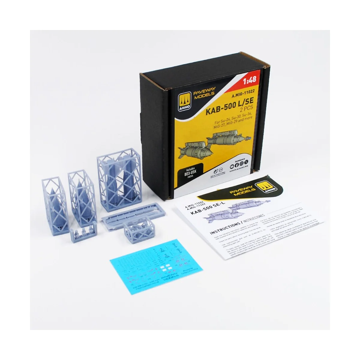 KAB-500 L/SE (2 pcs), 1/48 - AMMO by MIG Jimenez A.MIG-11022 KAB-500 L/SE (2 pcs), 1/48 - AMMO by MIG Jimenez A.MIG-11022