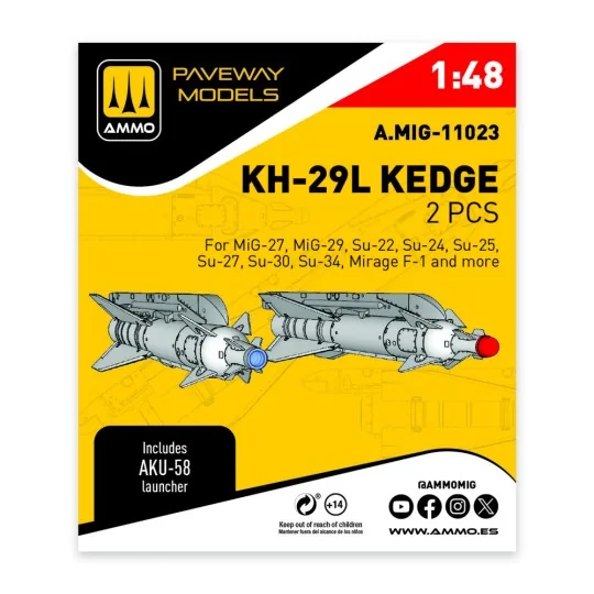 KH-29L Kedge (2 pcs), 1/48 - AMMO by MIG Jimenez A.MIG-11023 KH-29L Kedge (2 pcs), 1/48 - AMMO by MIG Jimenez A.MIG-11023