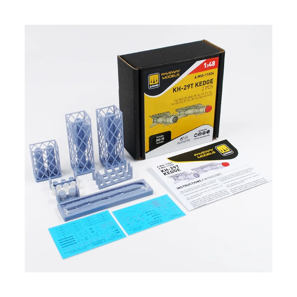 KH-29T Kedge (2 pcs), 1/48 - AMMO by MIG Jimenez A.MIG-11024 KH-29T Kedge (2 pcs), 1/48 - AMMO by MIG Jimenez A.MIG-11024