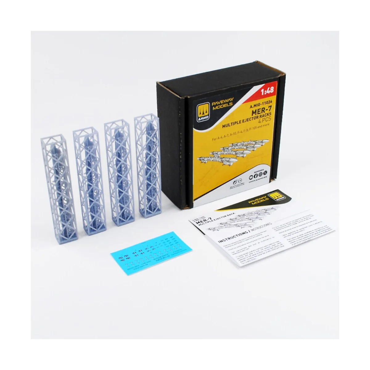 MER-7, Multiple Ejector Rack (4 pcs), 1/48 - AMMO by MIG Jimenez A.... MER-7, Multiple Ejector Rack (4 pcs), 1/48 - AMMO by MIG Jimenez A....