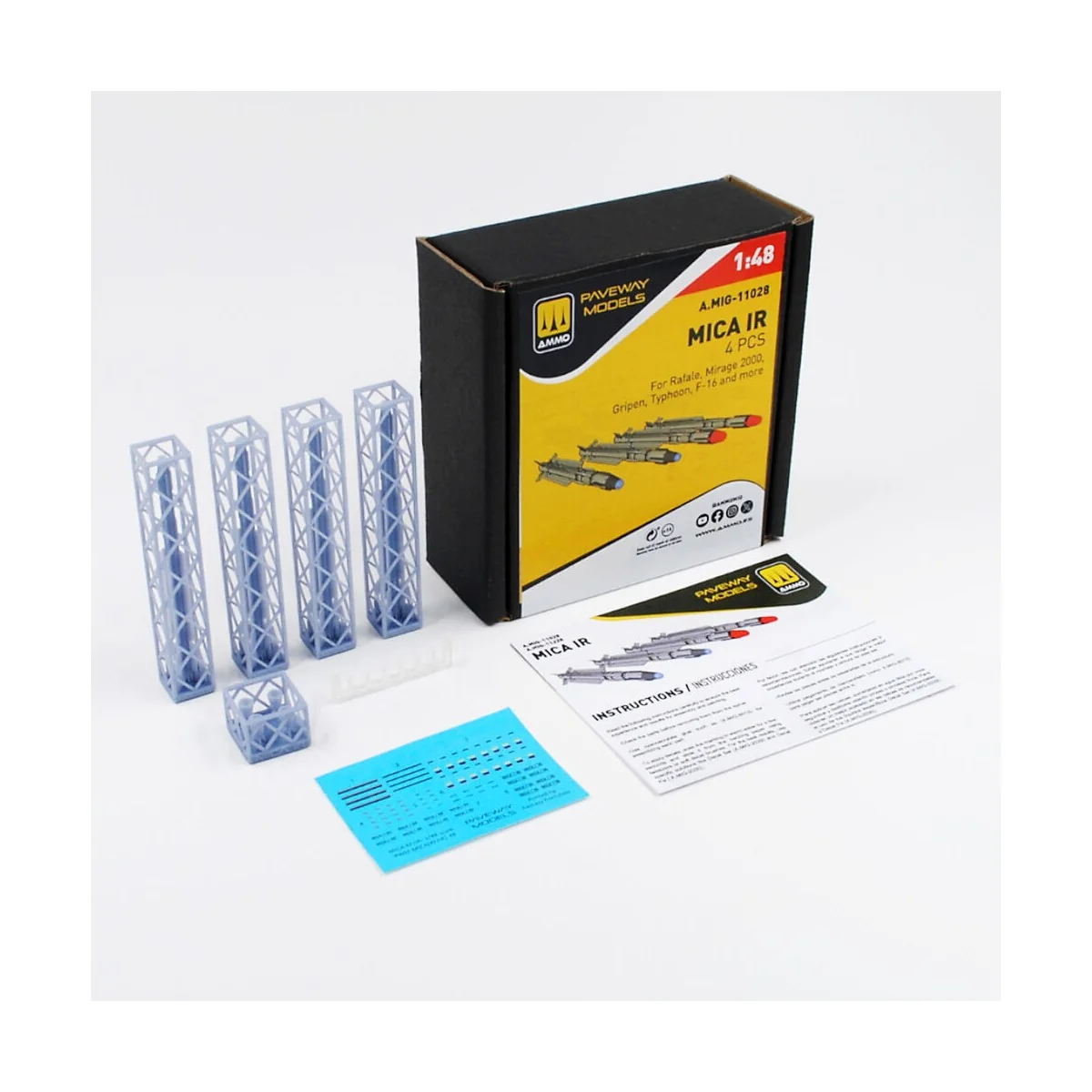 MICA IR (4 pcs), 1/48 - AMMO by MIG Jimenez A.MIG-11028 MICA IR (4 pcs), 1/48 - AMMO by MIG Jimenez A.MIG-11028