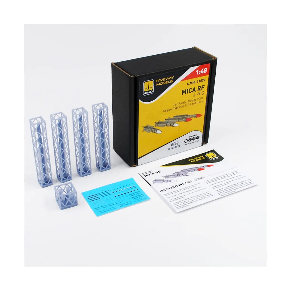 MICA RF (4 pcs), 1/48 - AMMO by MIG Jimenez A.MIG-11029 MICA RF (4 pcs), 1/48 - AMMO by MIG Jimenez A.MIG-11029