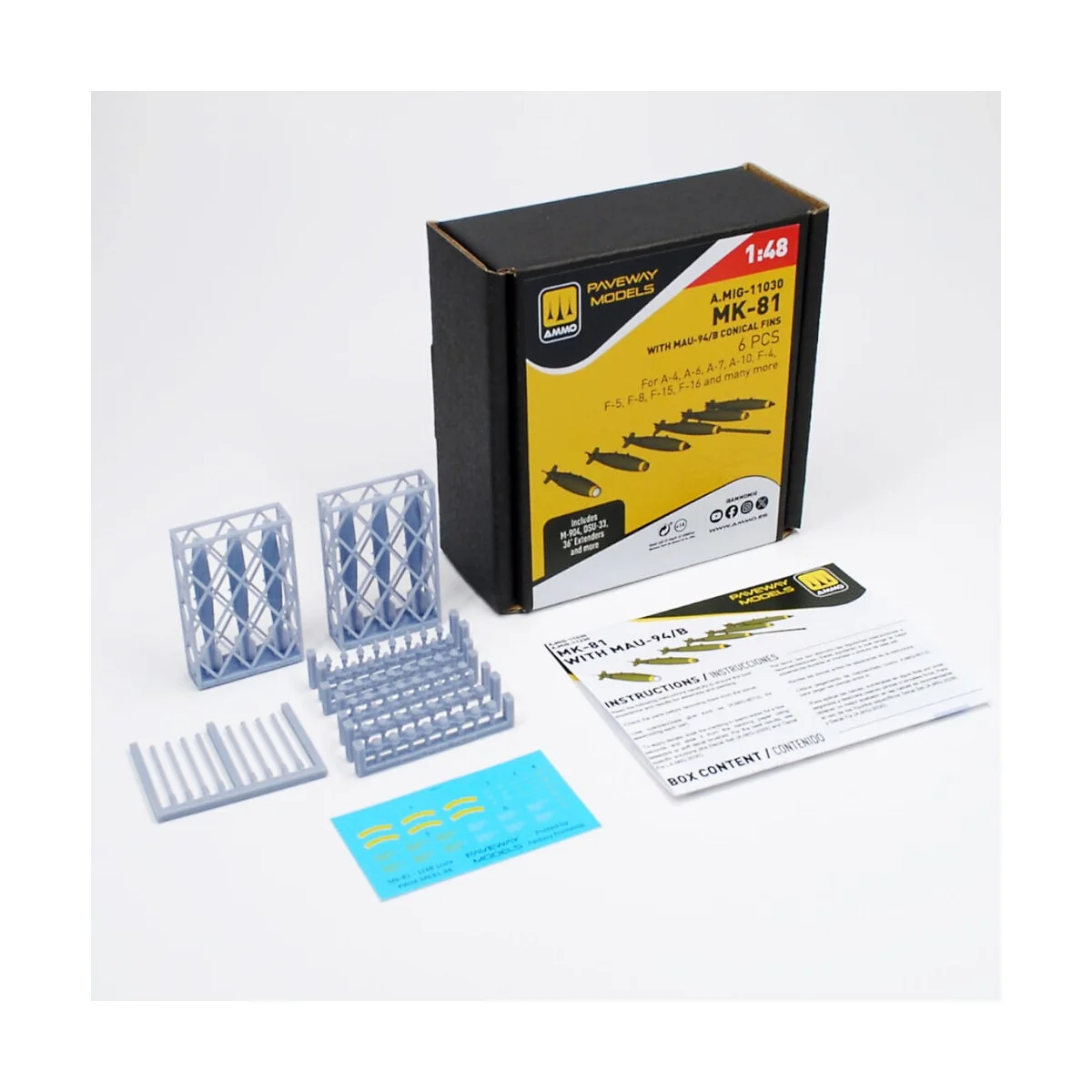 MK-81 with MAU-94/B conical fin (6 pcs), 1/48 - AMMO by MIG Jimenez... MK-81 with MAU-94/B conical fin (6 pcs), 1/48 - AMMO by MIG Jimenez...