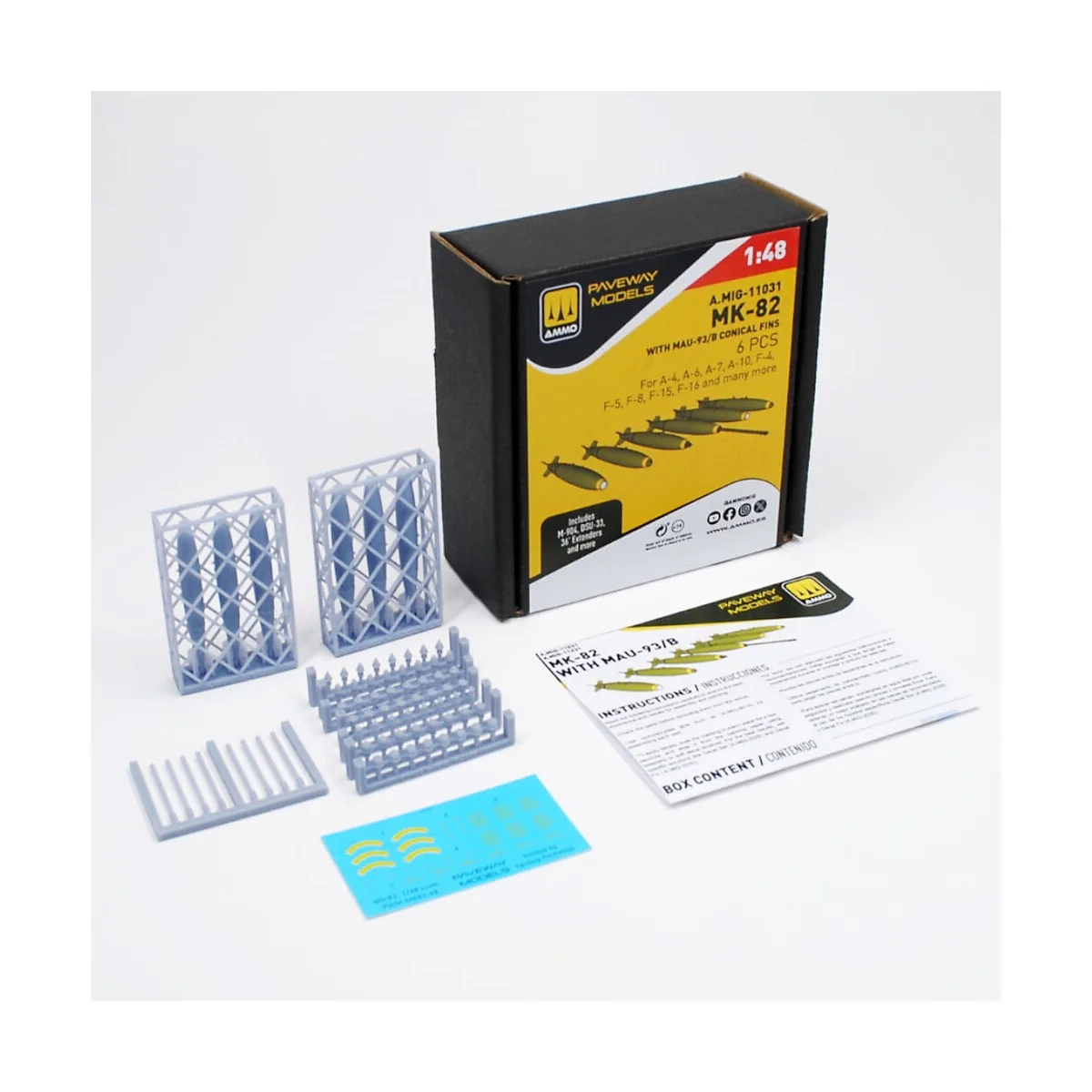 MK-82 with MAU-93/B conical fin (6 pcs), 1/48 - AMMO by MIG Jimenez... MK-82 with MAU-93/B conical fin (6 pcs), 1/48 - AMMO by MIG Jimenez...