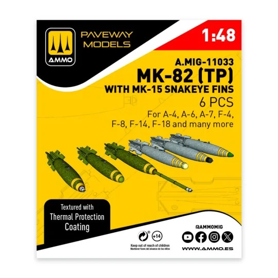 MK-82 with thermal protection and MK-15 Snakeye fin (6 pcs), 1/48 -...