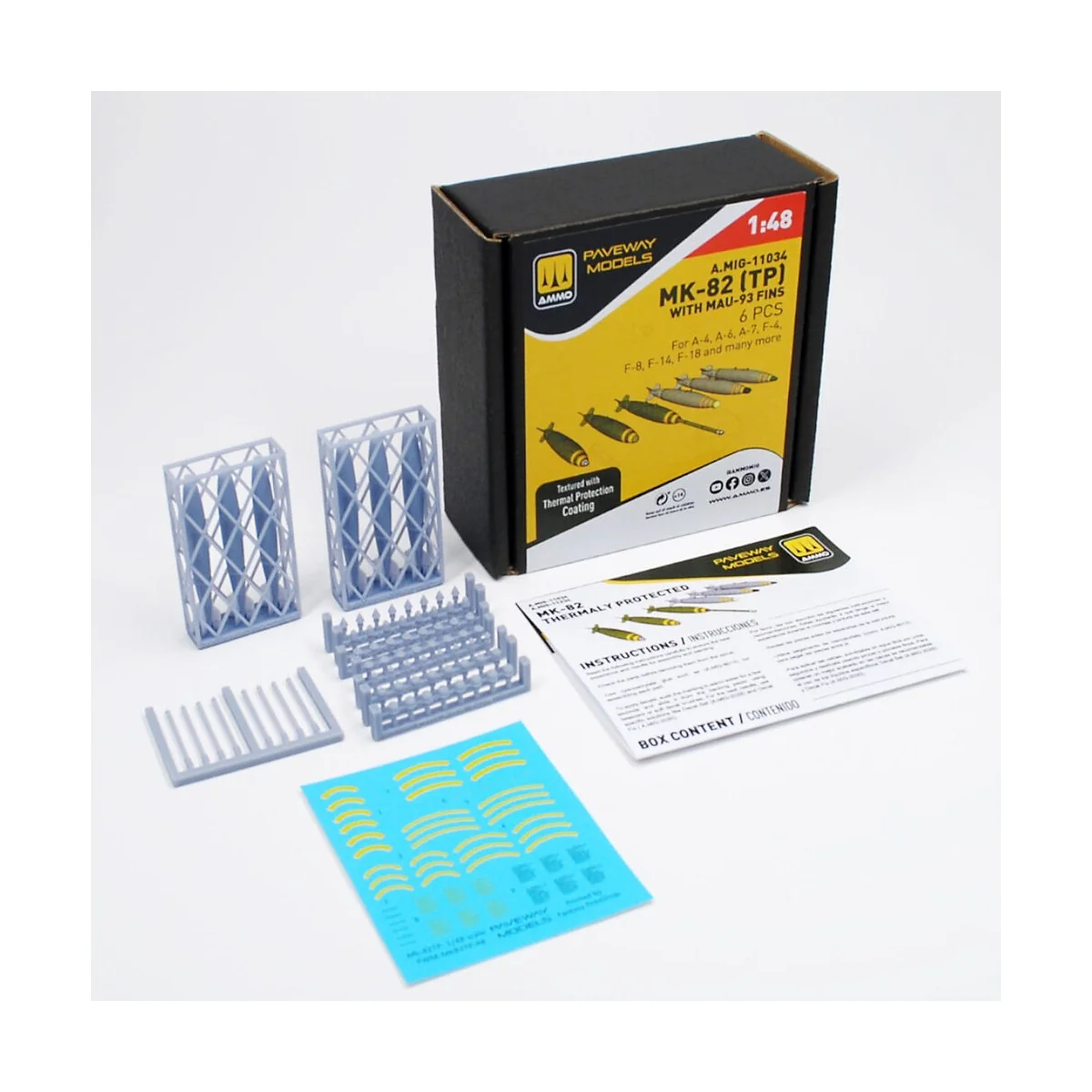 MK-82 with thermal protection and MAU-93 fin (6 pcs), 1/48 - AMMO b... MK-82 with thermal protection and MAU-93 fin (6 pcs), 1/48 - AMMO b...