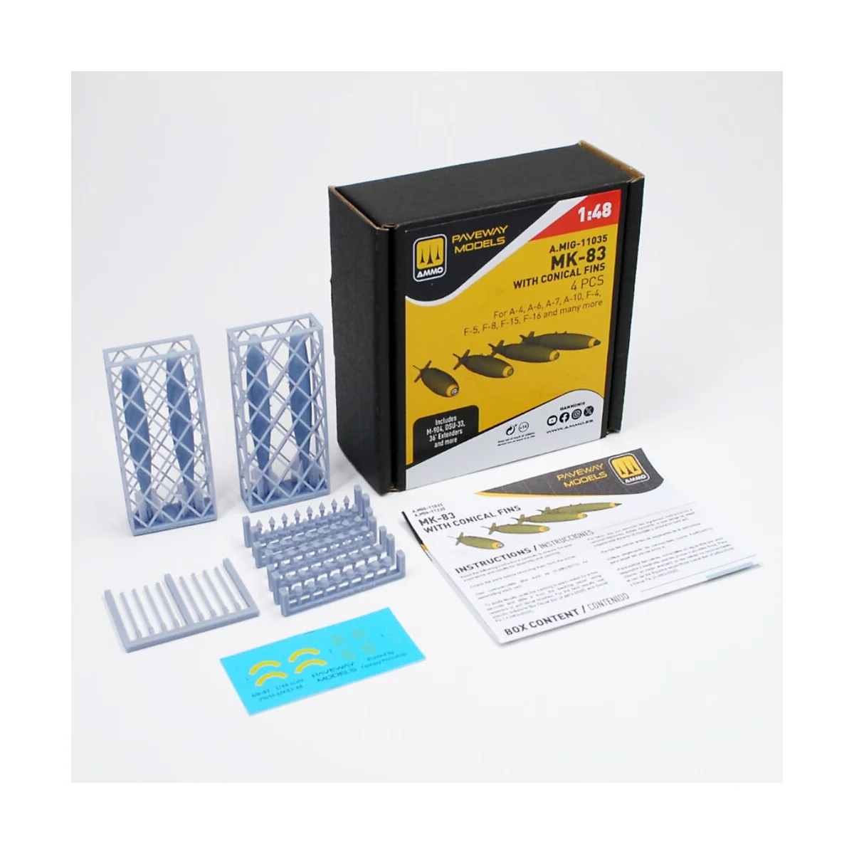 MK-83 with conical fin (4 pcs), 1/48 - AMMO by MIG Jimenez A.MIG-11035