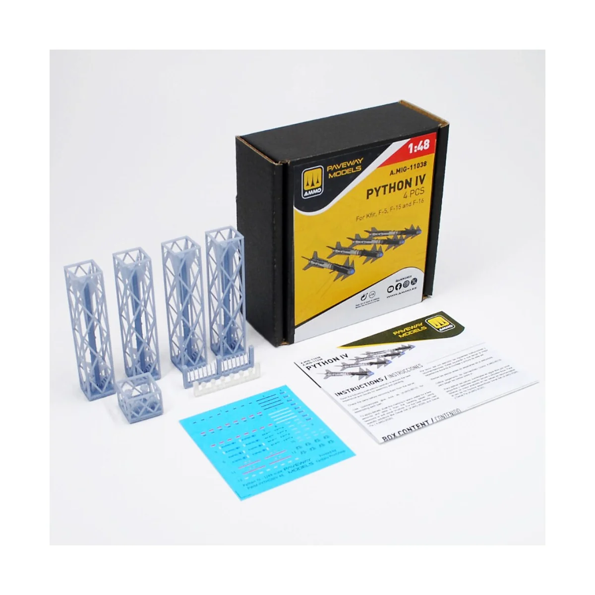 Python IV (4 pcs), 1/48 - AMMO by MIG Jimenez A.MIG-11038 Python IV (4 pcs), 1/48 - AMMO by MIG Jimenez A.MIG-11038