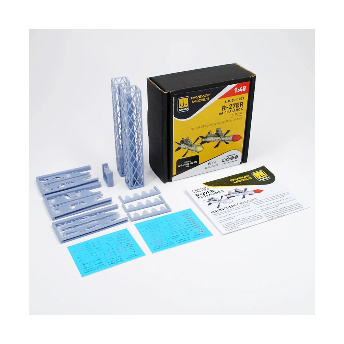 R-27ER - AA-10 Alamo C (2 pcs), 1/48 - AMMO by MIG Jimenez A.MIG-11039 R-27ER - AA-10 Alamo C (2 pcs), 1/48 - AMMO by MIG Jimenez A.MIG-11039