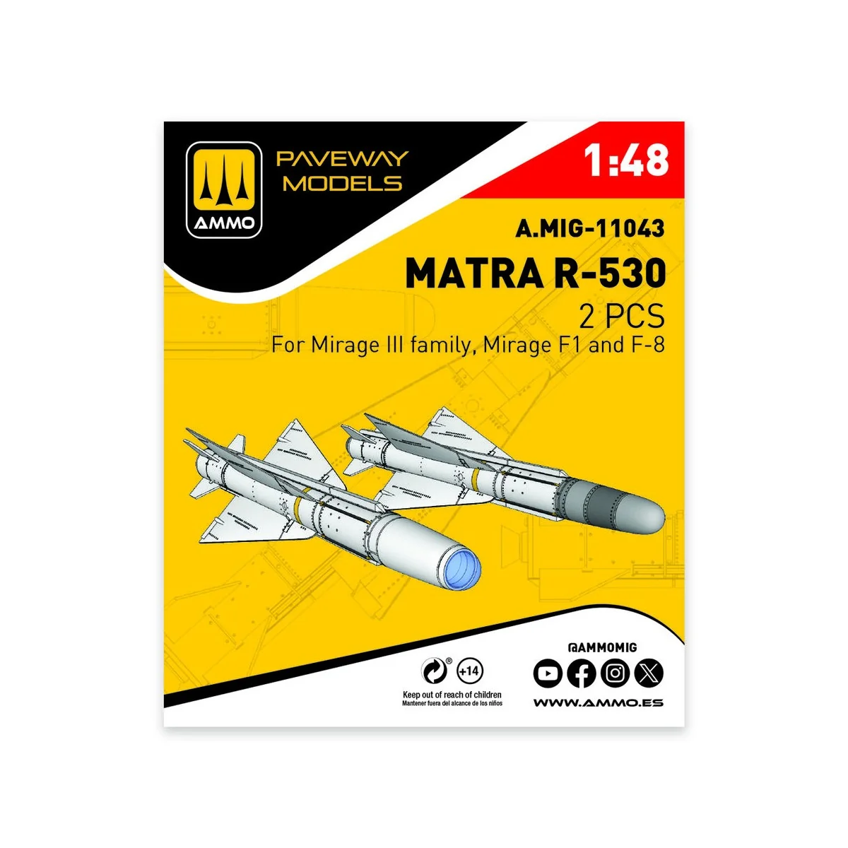 Matra R-530 (2 pcs), 1/48 - AMMO by MIG Jimenez A.MIG-11043