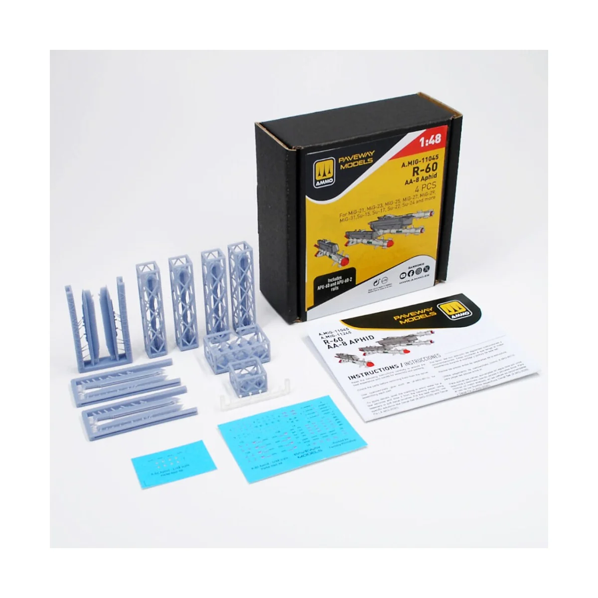 R-60 - AA-8 Aphid (4 pcs), 1/48 - AMMO by MIG Jimenez A.MIG-11045