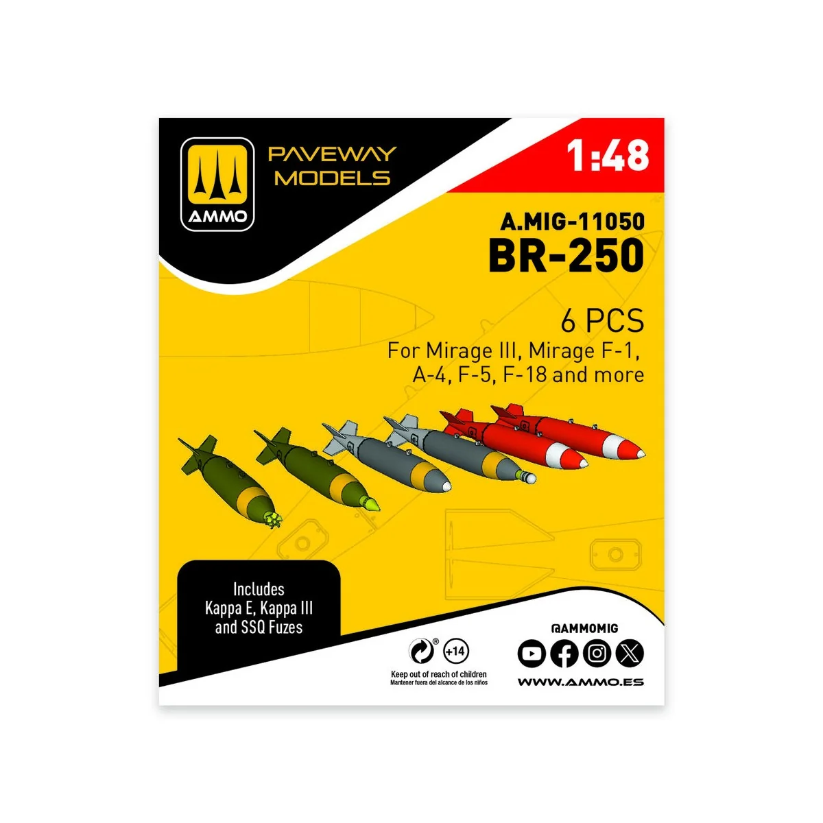 BP-250 (6 pcs), 1/48 - AMMO by MIG Jimenez A.MIG-11050 BP-250 (6 pcs), 1/48 - AMMO by MIG Jimenez A.MIG-11050