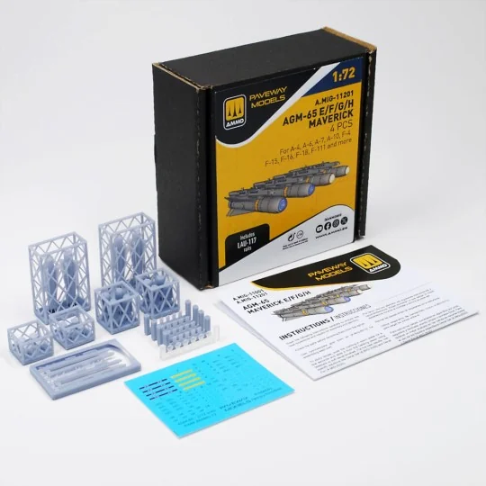 AGM-65E/F/G/H Maverick (4 pcs), 1/72 - AMMO by MIG Jimenez A.MIG-11201 AGM-65E/F/G/H Maverick (4 pcs), 1/72 - AMMO by MIG Jimenez A.MIG-11201
