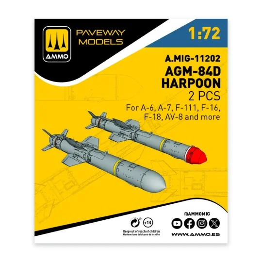 AGM-84D Harpoon (2 pcs), 1/72 - AMMO by MIG Jimenez A.MIG-11202