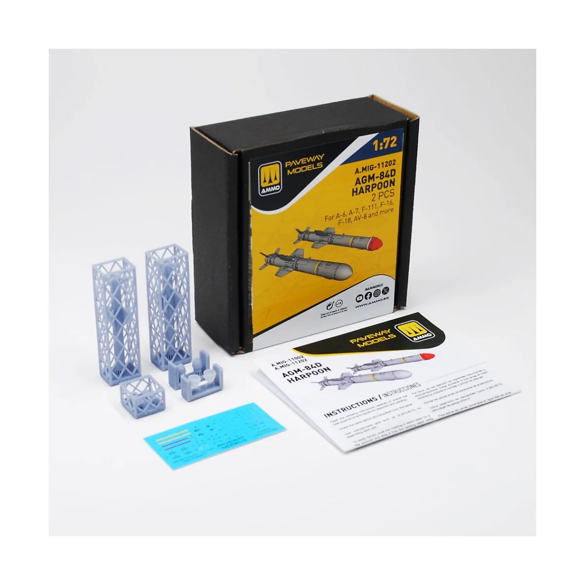 AGM-84D Harpoon (2 pcs), 1/72 - AMMO by MIG Jimenez A.MIG-11202