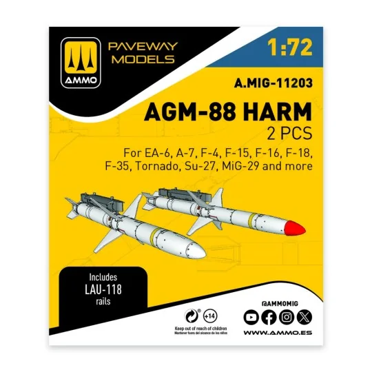AGM-88 HARM (2 pcs), 1/72 - AMMO by MIG Jimenez A.MIG-11203