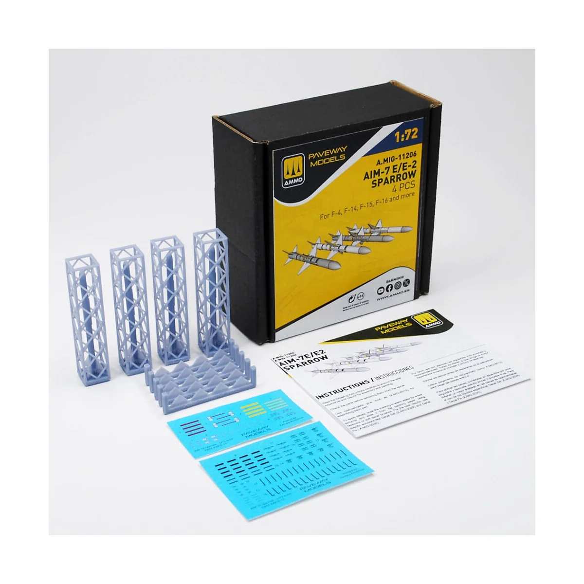 AIM-7E/E2 Sparrow (4 pcs), 1/72 - AMMO by MIG Jimenez A.MIG-11206 AIM-7E/E2 Sparrow (4 pcs), 1/72 - AMMO by MIG Jimenez A.MIG-11206