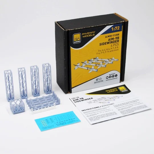 AIM-9B Sidewinder (4 pcs), 1/72 - AMMO by MIG Jimenez A.MIG-11208