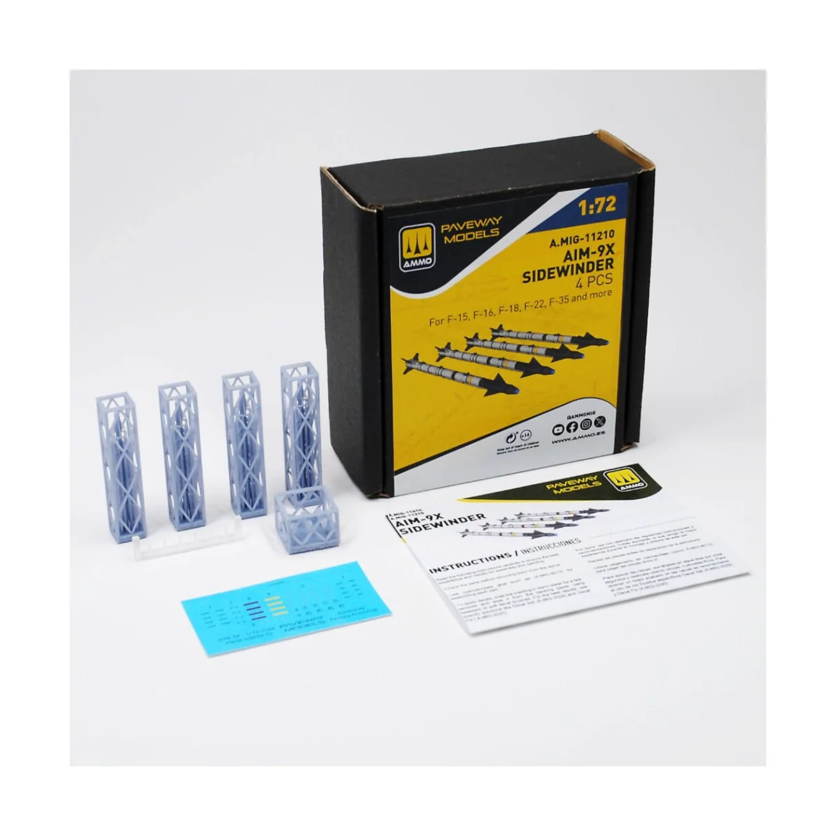 AIM-9X Sidewinder (4 pcs), 1/72 - AMMO by MIG Jimenez A.MIG-11210 AIM-9X Sidewinder (4 pcs), 1/72 - AMMO by MIG Jimenez A.MIG-11210