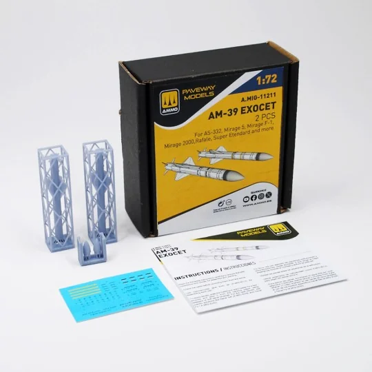 AM-39 Exocet (2 pcs), 1/72 - AMMO by MIG Jimenez A.MIG-11211 AM-39 Exocet (2 pcs), 1/72 - AMMO by MIG Jimenez A.MIG-11211