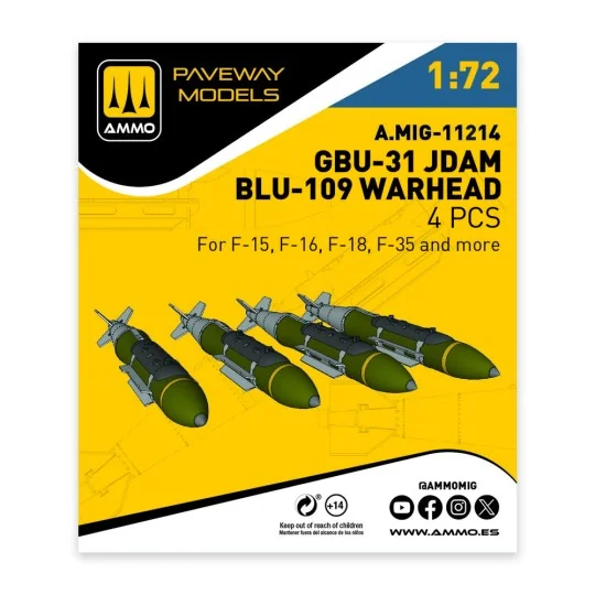 GBU-31 JDAM, BLU-109 Warhead (4 pcs), 1/72 - AMMO by MIG Jimenez A....