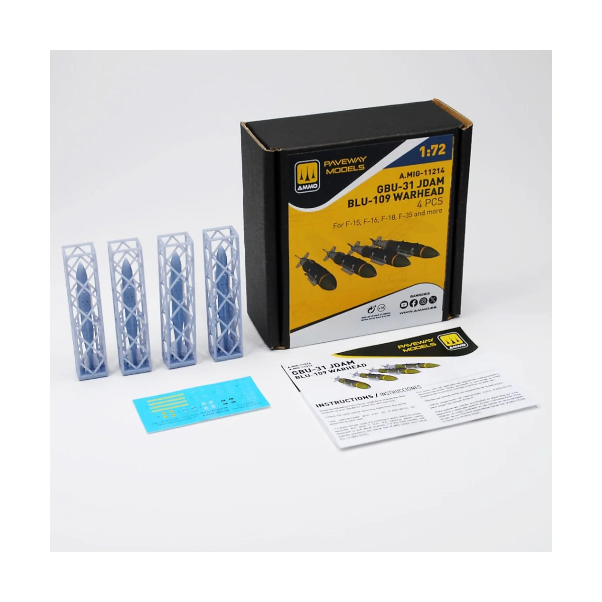 GBU-31 JDAM, BLU-109 Warhead (4 pcs), 1/72 - AMMO by MIG Jimenez A....